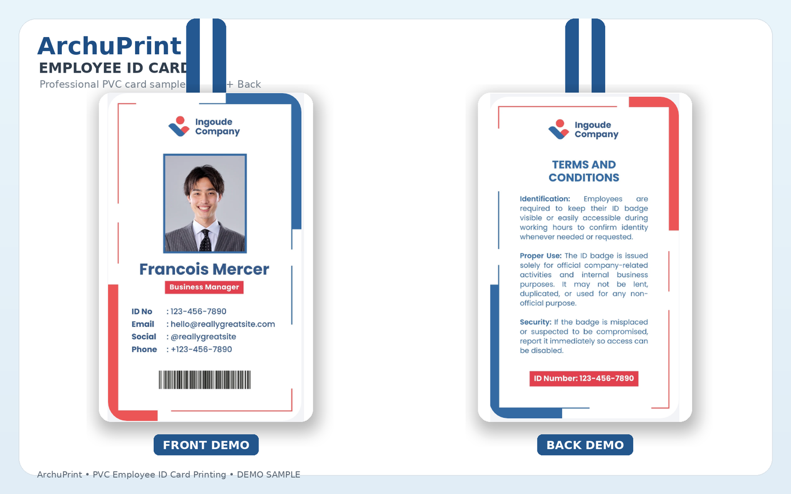 Employee ID Card PVC card sample