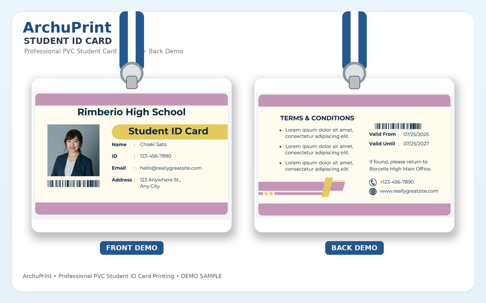 Student ID Card PVC card sample